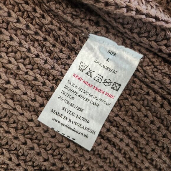 QED London Distressed Brown Long Cardigan Sweater Coastal - Picture 7 of 11